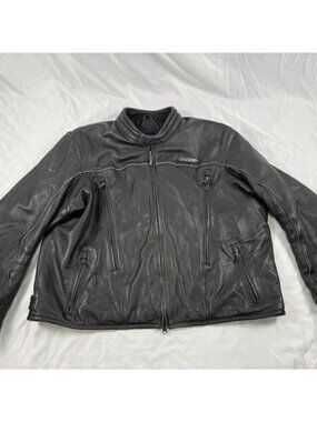Harley Davidson FXRG Leather Motorcycle Riding Jacket Black Mens Heavy Touring